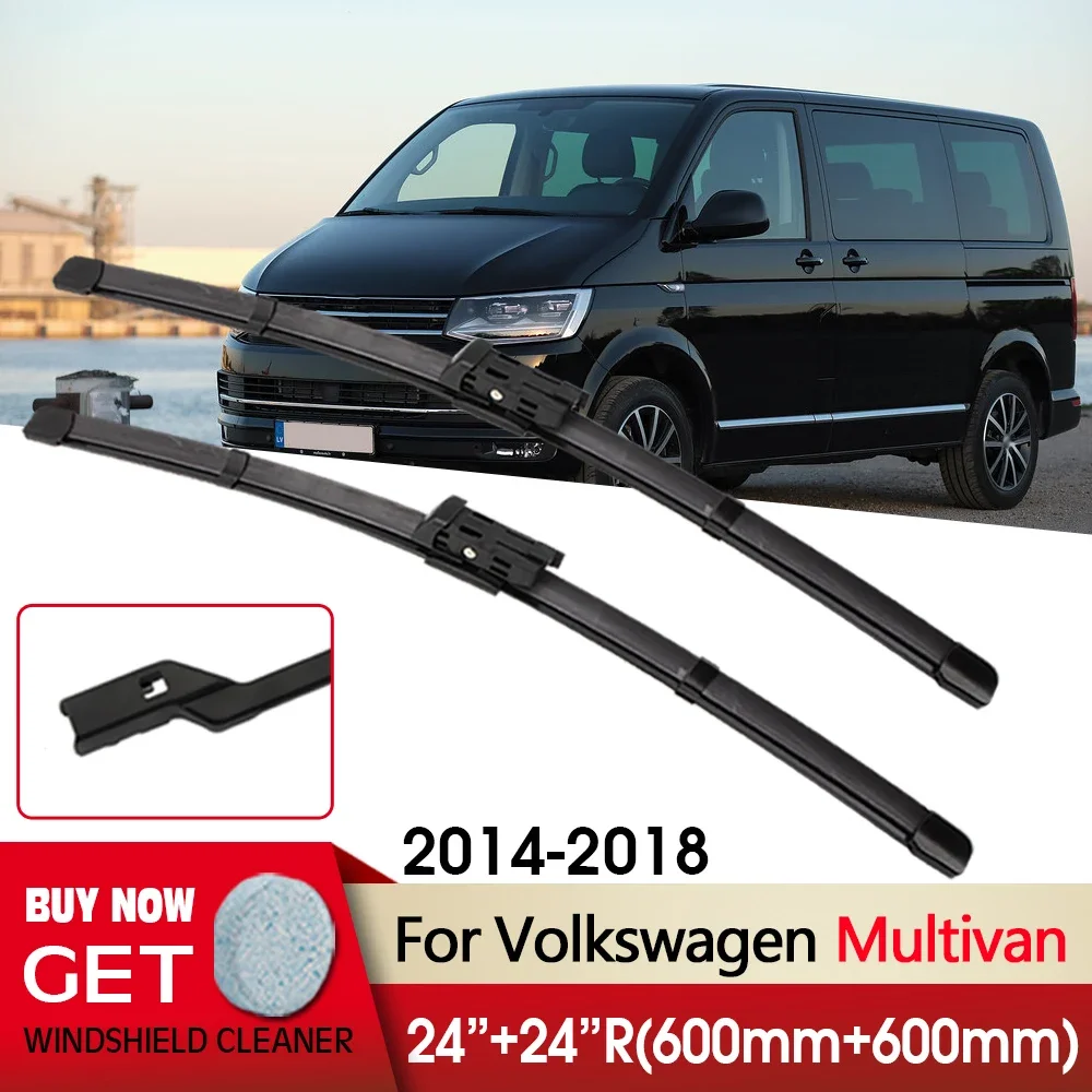 

Car Wiper Front Wiper Blade 24"+24"R For Volkswagen Multivan 2014-2018 Fit Push Button Arm Windscreen Wipers Auto Accessories