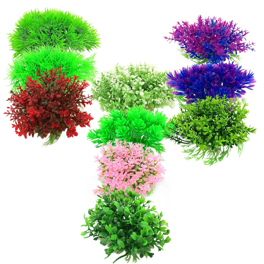 

Simulated Flower Ball Water Grass PVC Ceramic Base Aquatic Plants Fish Tank Landscape Supplies Non Fading Stable