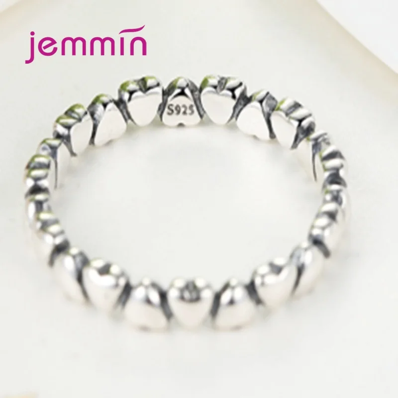 100% Solid Sterling Silver  Love Heart Finger Ring Romantic Love Wedding Engagement Ring For Women Original Jewelry Gift