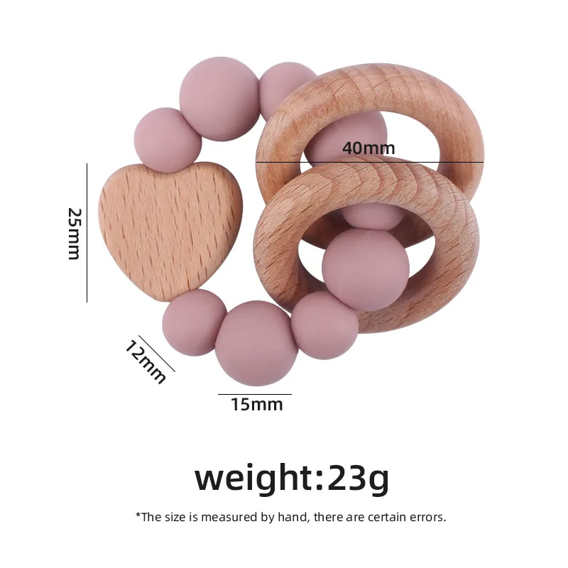 Bracelets d\'allaitement, jouets en Silicone, perles en bois de hêtre, anneau de dentition, hochets en bois, jouets Fidget, accessoires pour