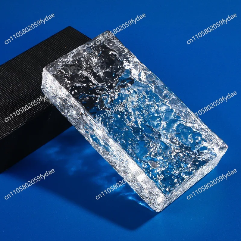 Solid Crystal Glass Brick Transparent Square Ice Shadow Pattern Crystal Brick Partition Wall Bathroom Color Partition Brick - view 4