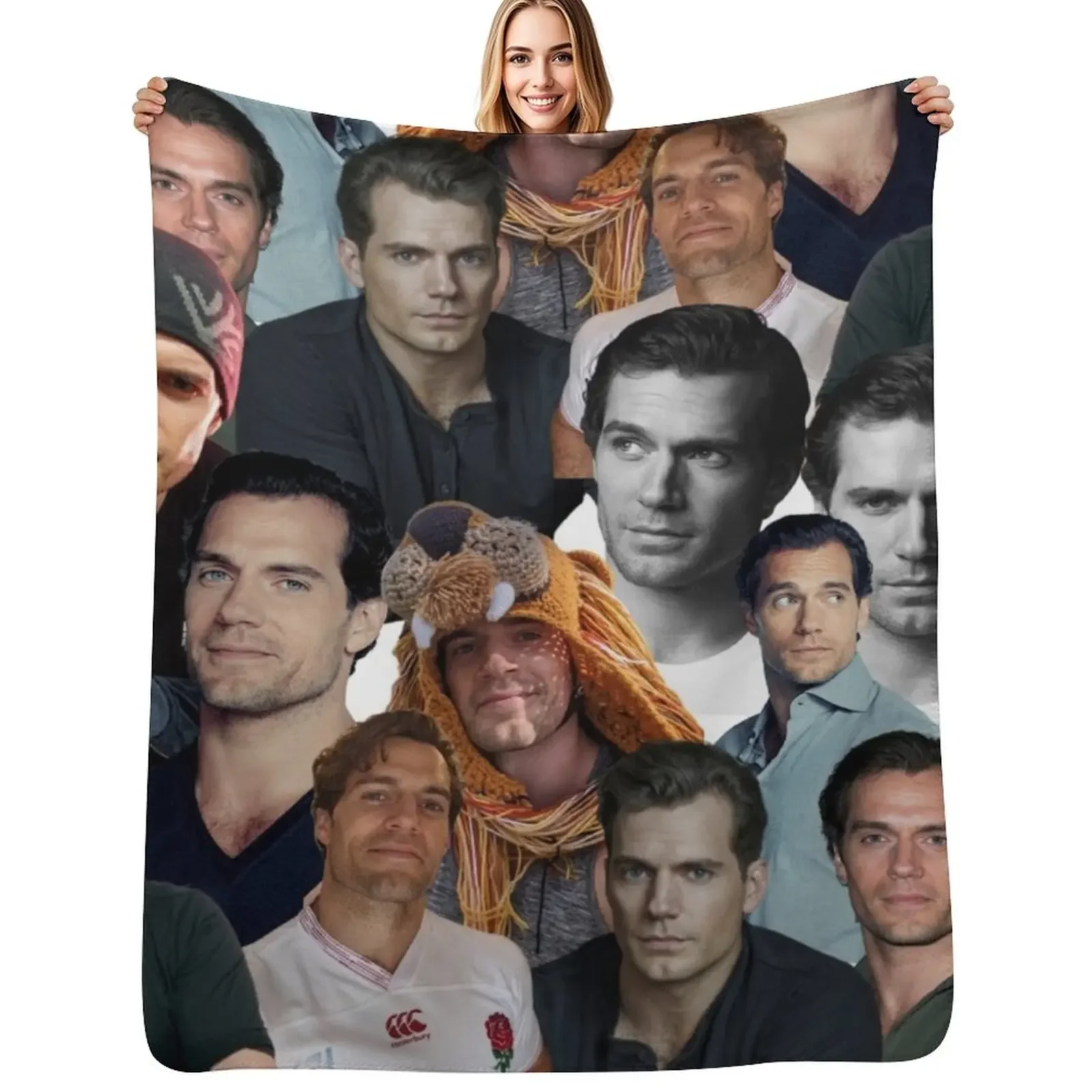 

henry cavill photo collage Throw Blanket Luxury Thicken Fashion Sofas Plaid Flannels Blanket