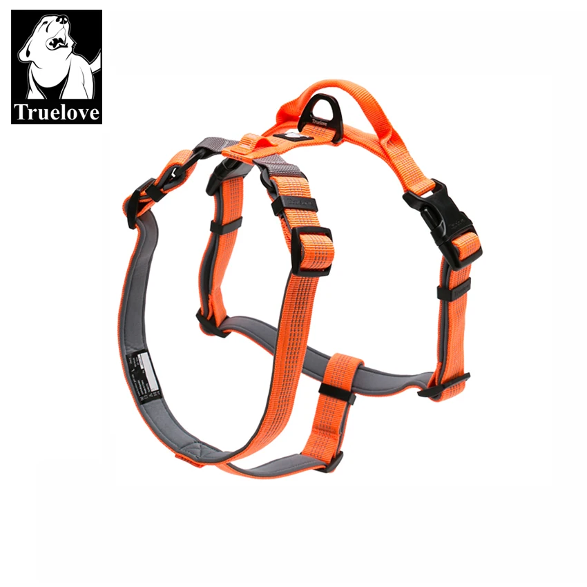 Arnês de nylon ajustável Truelove para animal de estimação, trela reflexiva com coleira e luz led, neoprene acolchoado, para caminhadas e corrida, tlh6171, venda quente