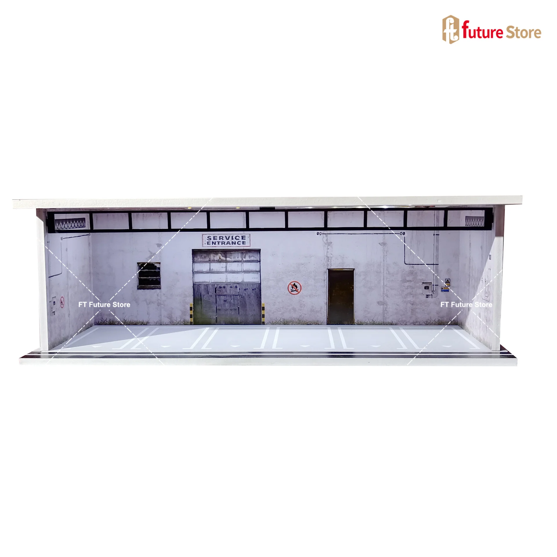1/64 Schaal Garage Scène Model Verlichting Gemonteerd Parkeerplaats Diorama Parkeerplaats voor Miniaturen Figuur Auto's Display