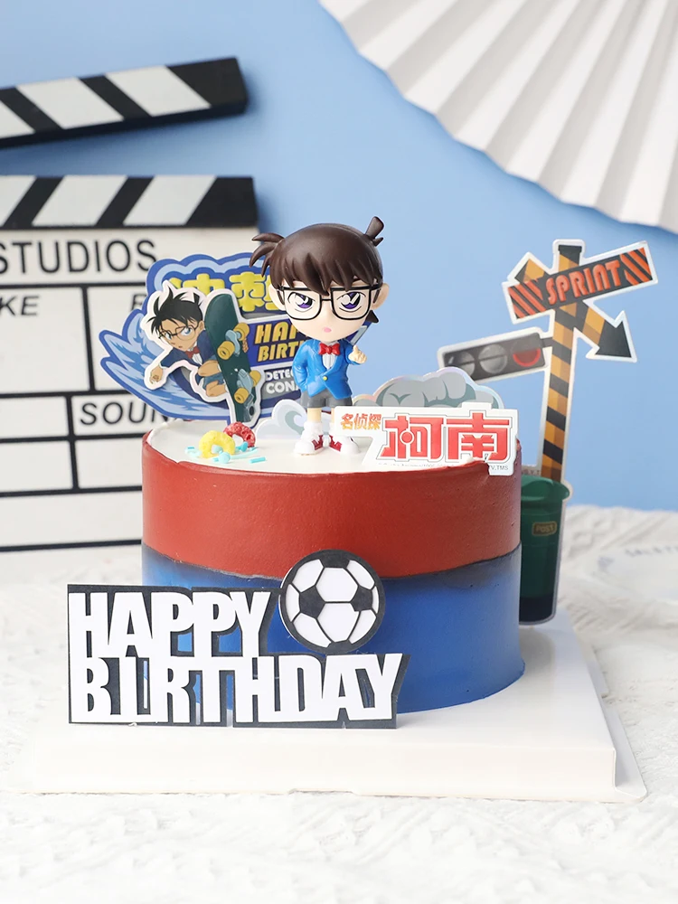 Adornos de PVC para tartas de personajes de Detective Conan Hero, decoración para cupcakes de fútbol, decoración para tartas de fiesta de cumpleaños para niños, Baby Shower