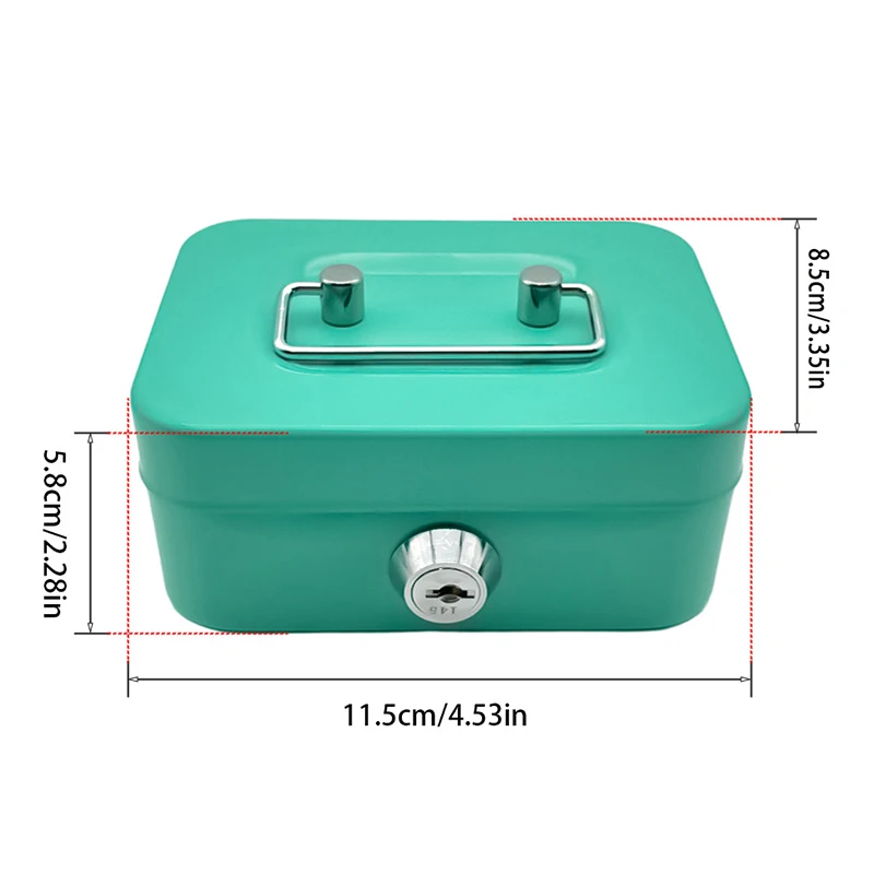 Money Safe Box Lockable Cash Box With Key,Portable Piggy Box Made Of Metal Small Security Lock Box Sturdy Coin Boxes For Kids