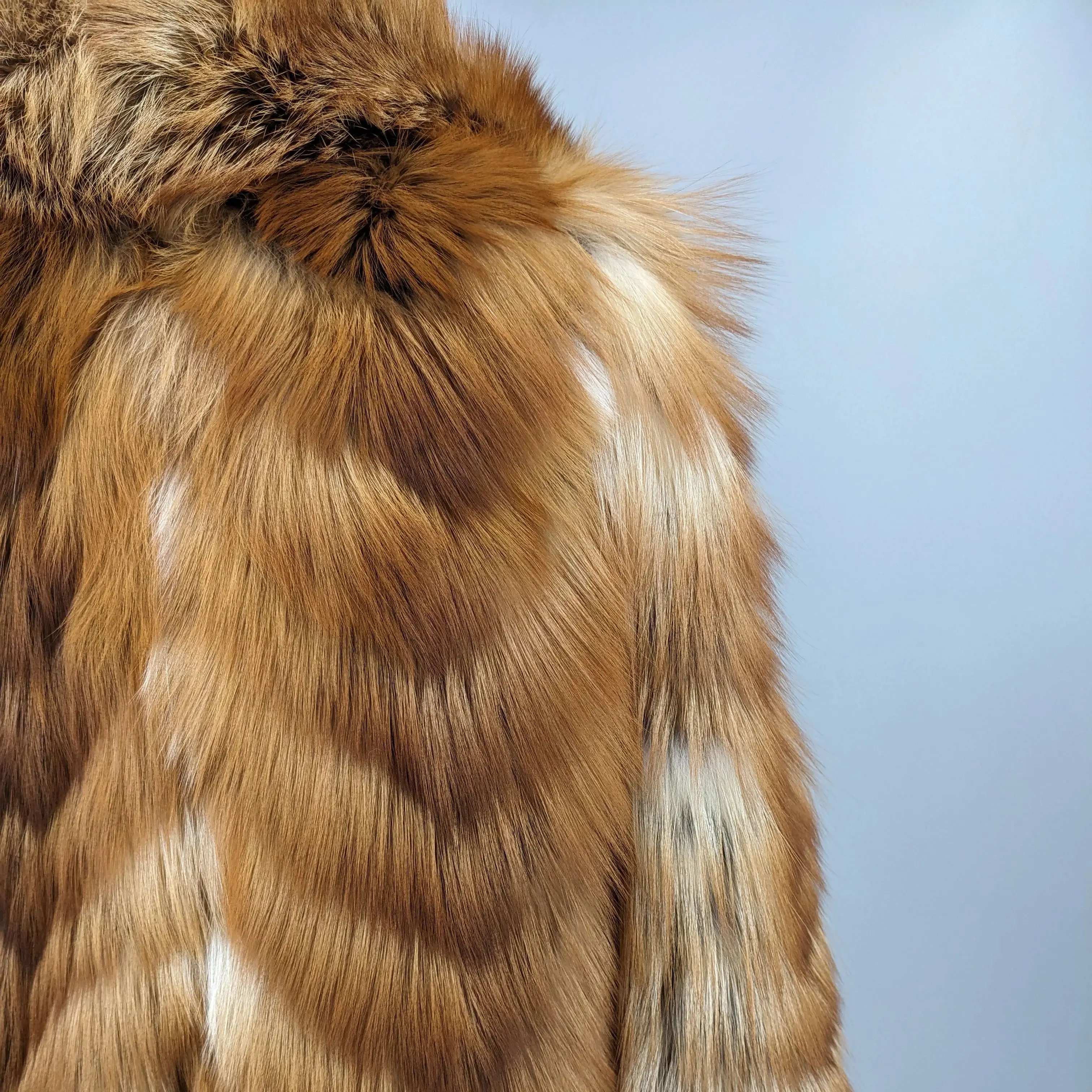 معطف فرو الثعلب الأحمر الحقيقي X-Long