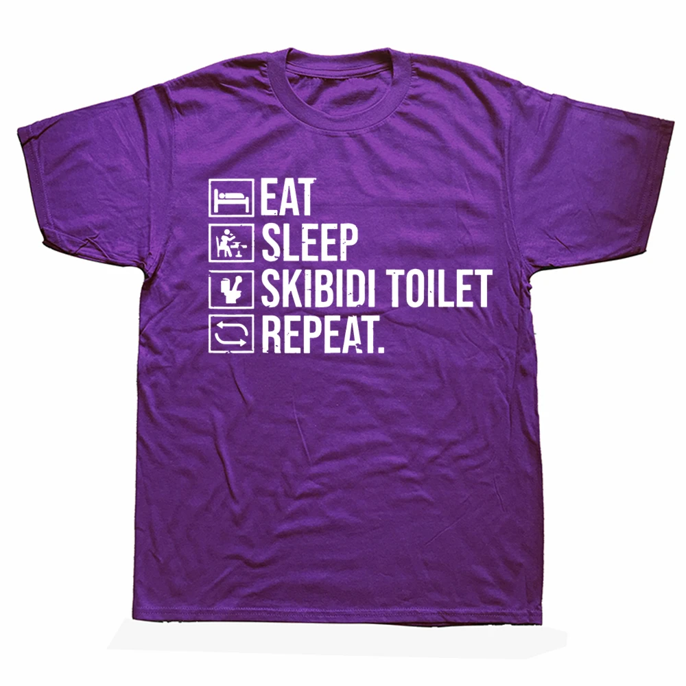 2025 نموذج جديد ريترو أكل النوم Skibidi المرحاض تكرار تي شيرت رجل موضة عالية الجودة س الرقبة تي شيرت للجنسين Harajuku القطن T-s #5