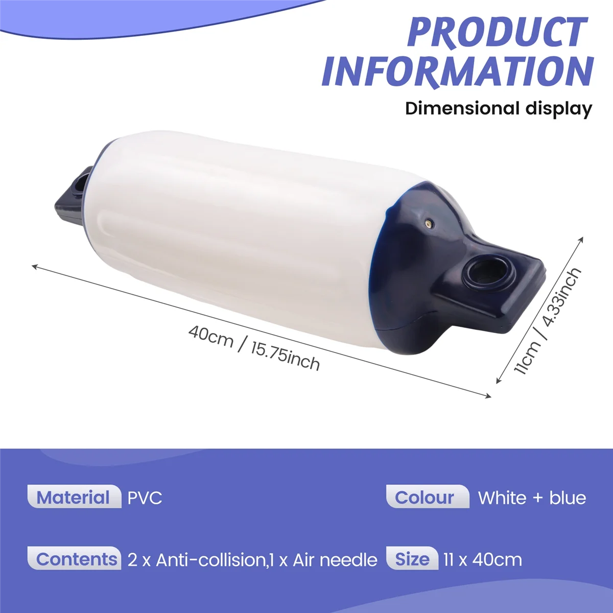 

Better Quality 2PCS Inflatable Boat Fender PVC Boat Anchor Fender Buoy Yacht Fenders UV Protection Ribbed Bumper Boat Accessorie