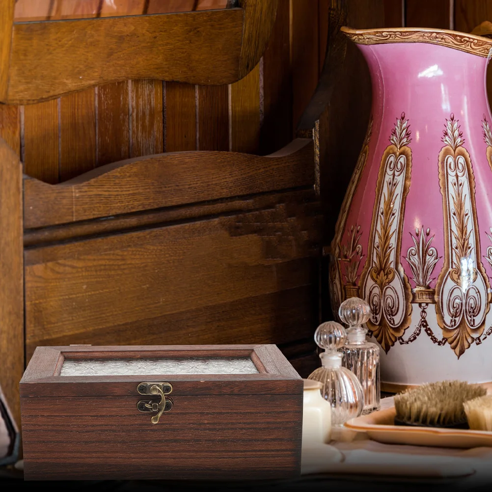 

Винтажная деревянная шкатулка для драгоценностей, декоративная шкатулка для хранения сувениров, безделушки, маленькая деревянная крышка для дисплея, элегантный домашний декор, винтажная шкатулка для безделушек