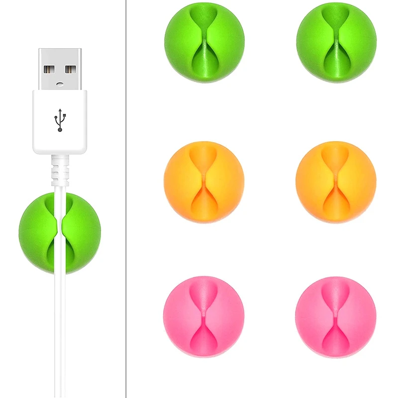 Органайзер для кабеля, держатель для кабеля передачи данных с одним отверстием, зажим для проводов и кабеля, 6 крючков на Клейкой Ленте, органайзер для линии, зажим-держатель