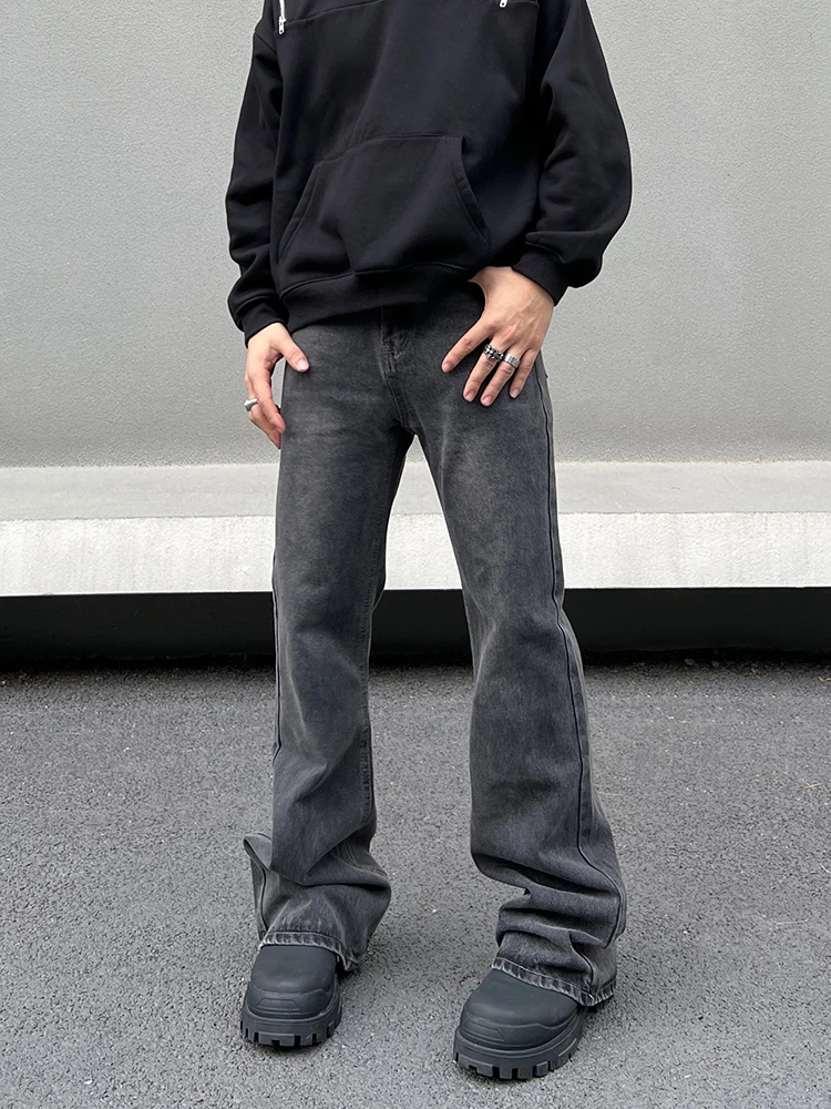 

American Retro Waed Cleanfit Jeans High Street Trendy Parisian Spirit Micro Flared Pants for Men Casual Wear Cotton Polyest...