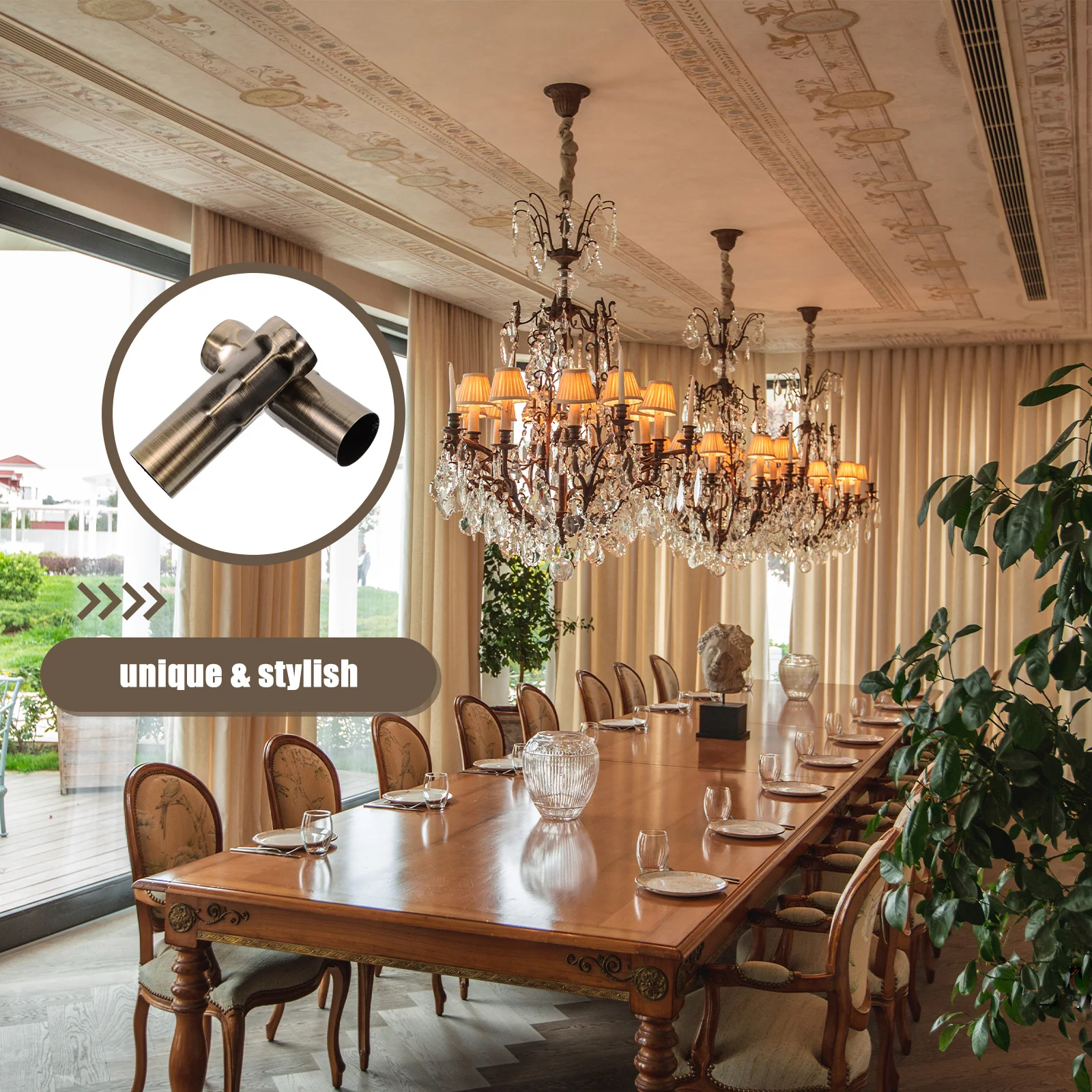 

6Pcs Chandelier Sleeves Vintage Iron DIY Lamp Tubes for E14 Socket Living Room Dining Room Bedroom Decor Chandelier Accessories