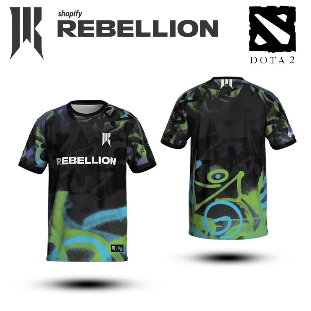 

2025 Customizable Jersey DOTA2 Esports Gear Shopify Rebellion Training Wear Streetwear Short Sleeve T-Shirt Unisex Top Oversized