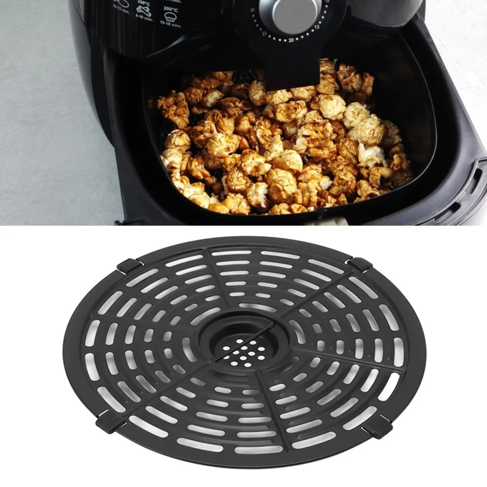 

Nonstick Coating Fryer Replacement Tray Porous Round With Silicone Brush Fryer Grill Pan Handle With Silicone Sleeve