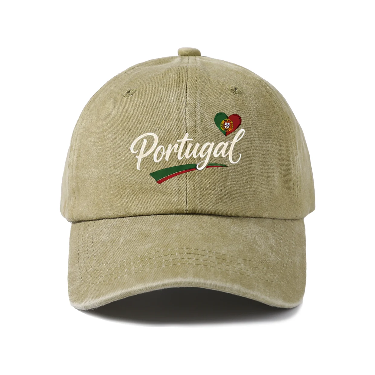 Portugal Script Flag Graphic Baseball Cap, Vintage Washed Adjustable Unisex Dad Hat, Streetwear Gift