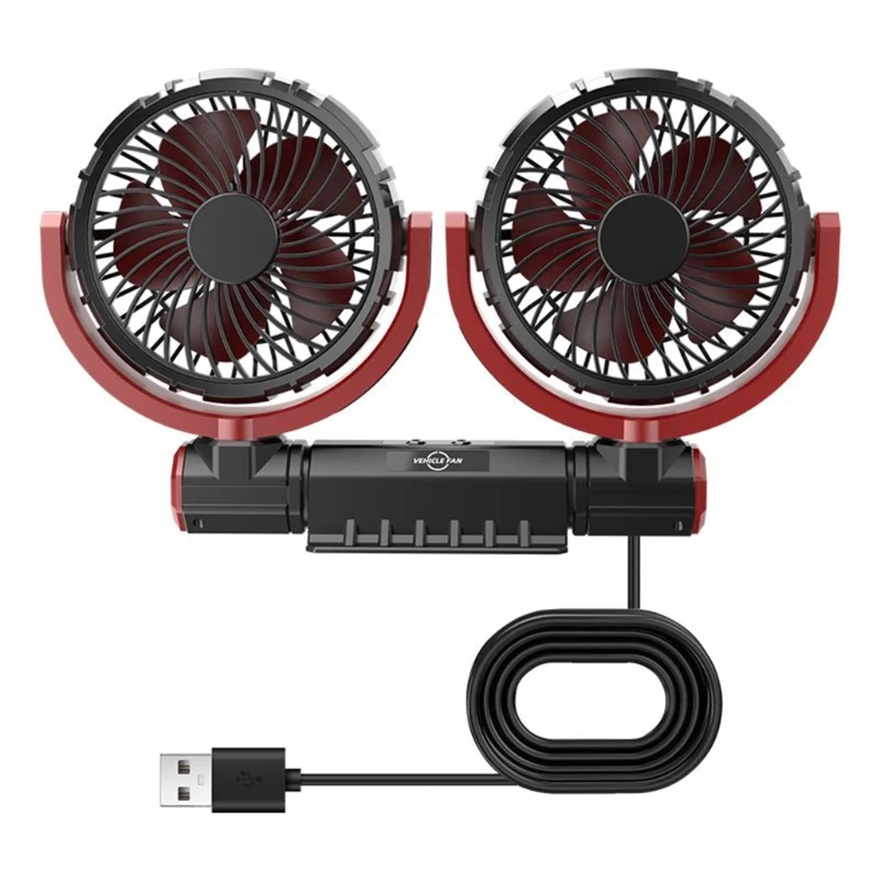 

USB Power Car Trucks Cooling Fan Adjustable Double Head Low Noise 3 Wind Speed Dropship