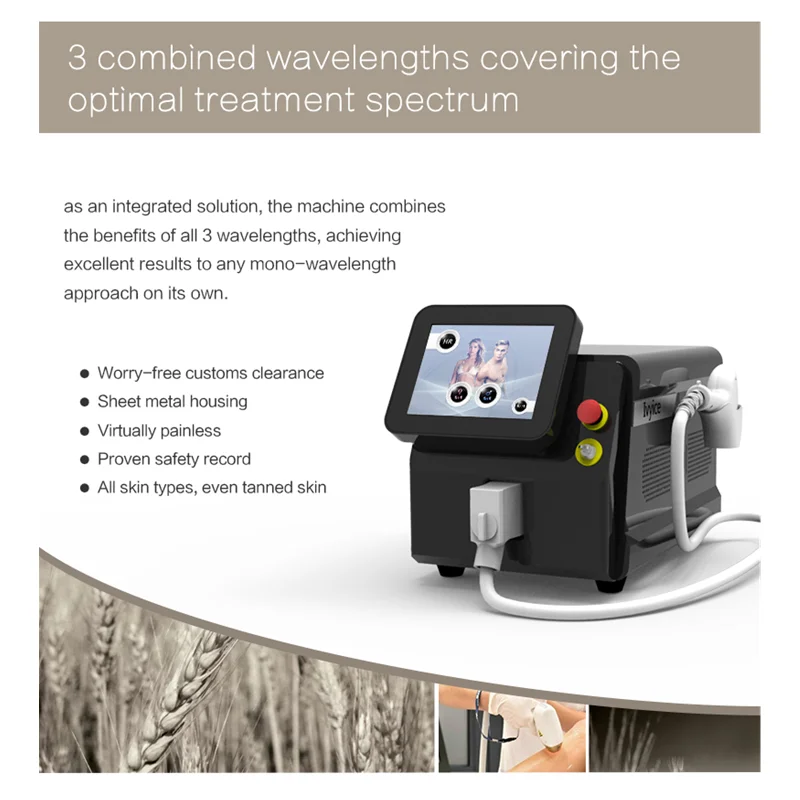 Portable home 3 wavelength 808nm diode laser facial beauty instrument painless permanent hair removal machine