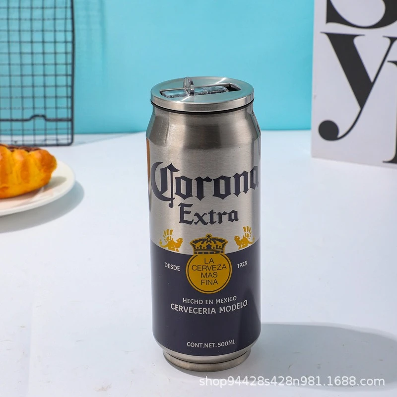 500ML 304 Stainless Steel Beer Cup Car Thermos Cola Can Cafe Beer Bottle Laser Printing Botella De Acero Inoxidable