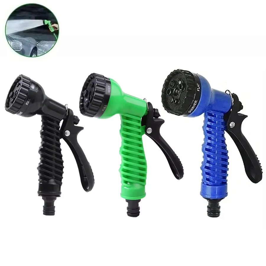 7 Spray Patterns Garden Hose Nozzle Multi-Color Water Sprayer Gun for Plant Watering Car Washing Cleaning Ergonomic Grip