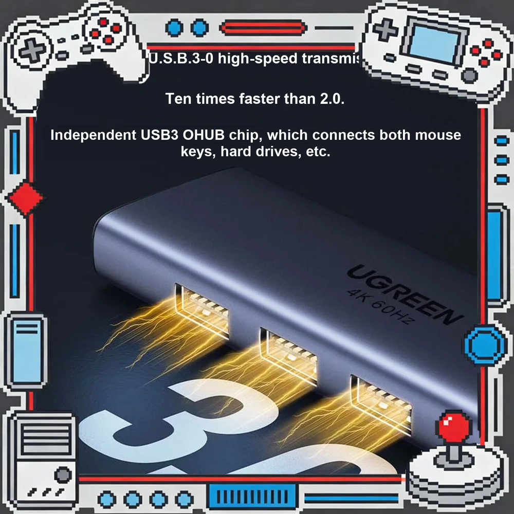 UGREEN 15597 USB C Hub 5 in 1 Docking Station 4K 60Hz HDMI 3 USB 3.0 PD 100W Type C Adapter