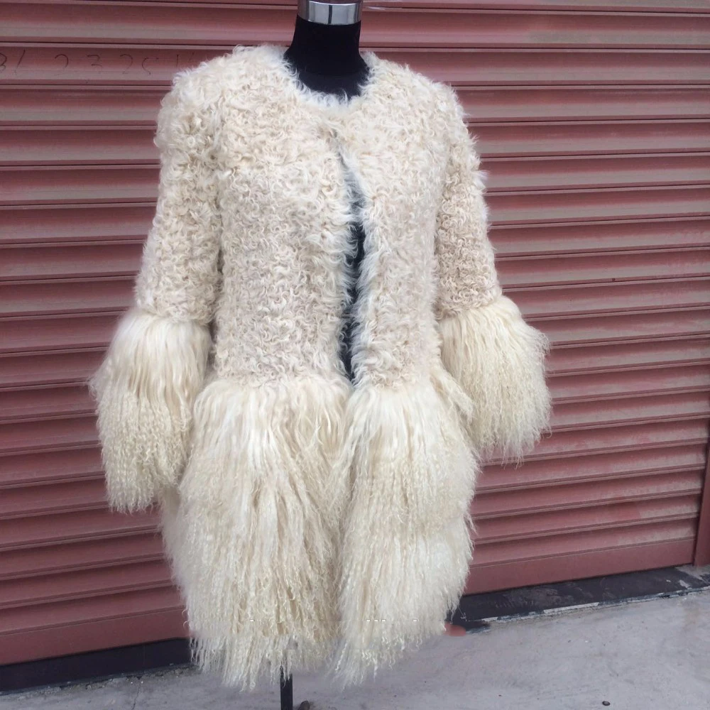 Curly Lamb fur coat Factory Supply Winter Fashion Real Lamb Fur Jacket For Girls