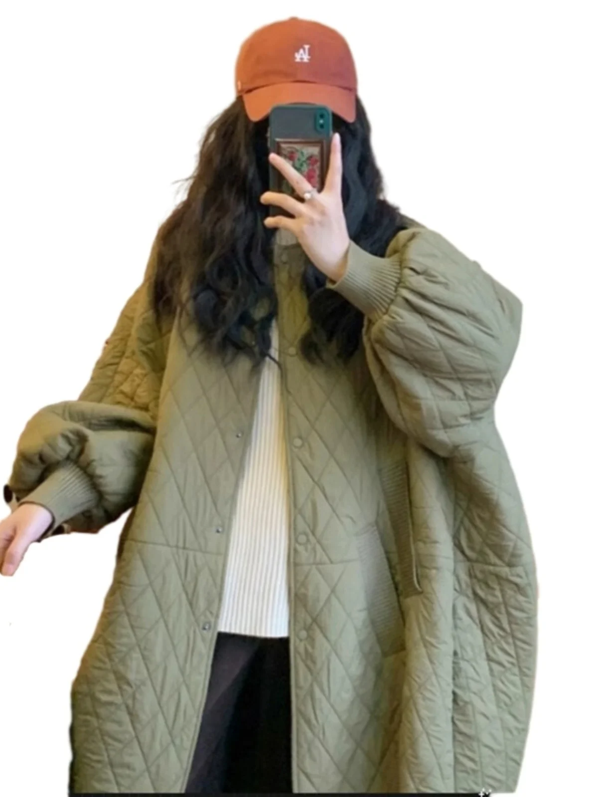 Thiened Jaet de algodón ligero para mujer, abrigo holgado de longitud media, cálido, Retro, redondo, con cierre de botón Ne, invierno