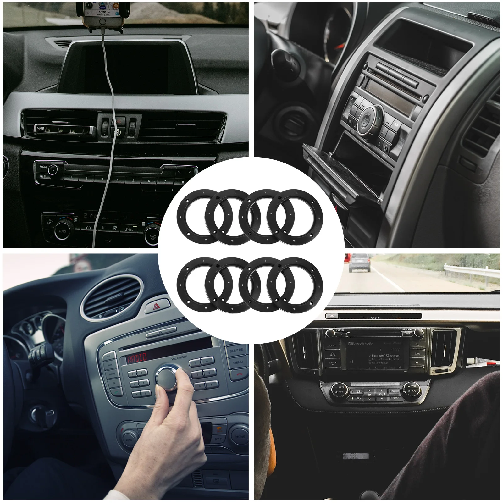 

4Pairs Durable ABS Car Speaker Spacers Mounting Adapter Ring Easy Install No Drilling Required for Vehicles Boats Trucks Rv