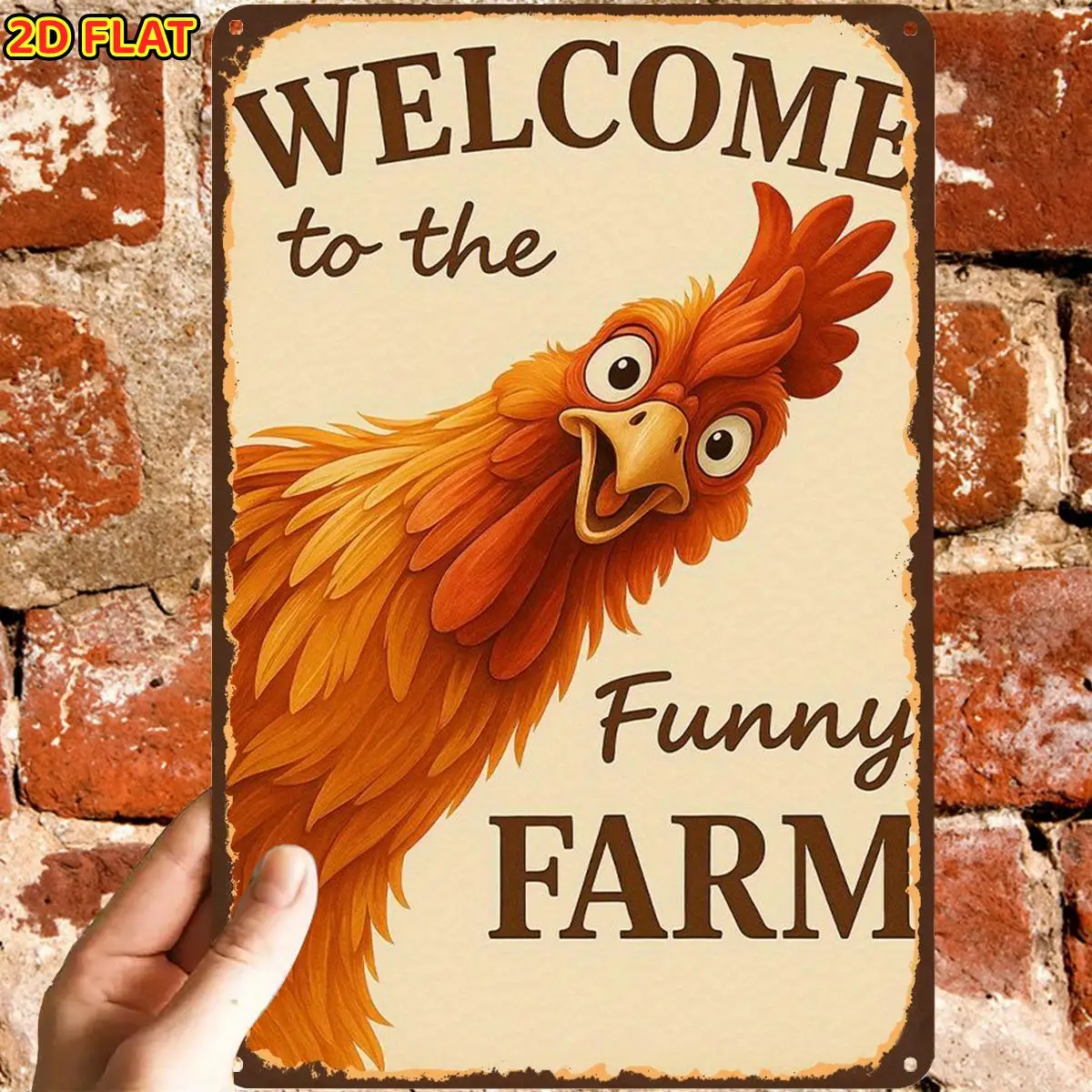 Humor de la Granja! Letrero de Aluminio Vintage con Diseño de Pollo, Añade un Toque Campestre a la Oficina en el Jardín, Ilumina el Baño del Hogar, Regalo Único y Original