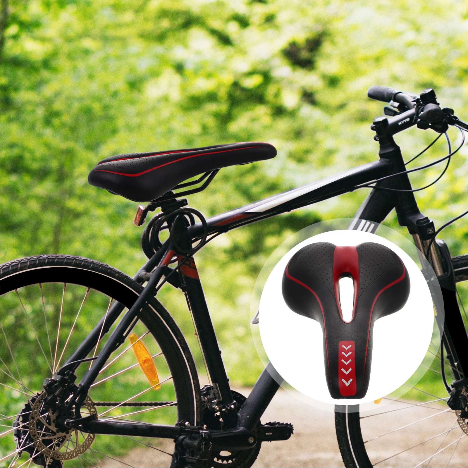 

Bike Saddle Hollow Design Black Red Shockproof Ergonomic Seat for Road Mountain Cycling Cushion Pad Bike Saddle