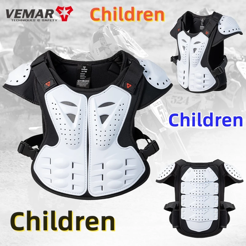 VEMAR Kids Motorcycle Riding Body Armor/Motocross Elbow Guard Knee Pads/Children Back Vest Chest Spine Cycling Protective Gear