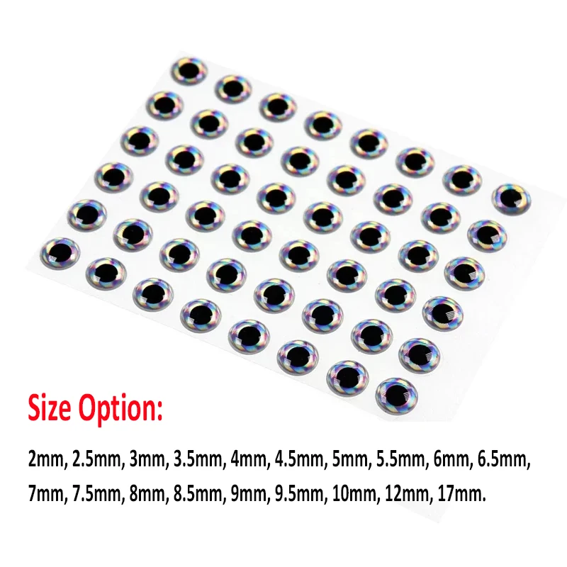 [100PCS] 3D  Eyes for Lure Making Fly Tying Stick Fishing Silver 3mm 4mm 5mm 6mm 7mm 8mm 9mm 10mm 11mm 12mm 14mm 16mm 18mm 20mm