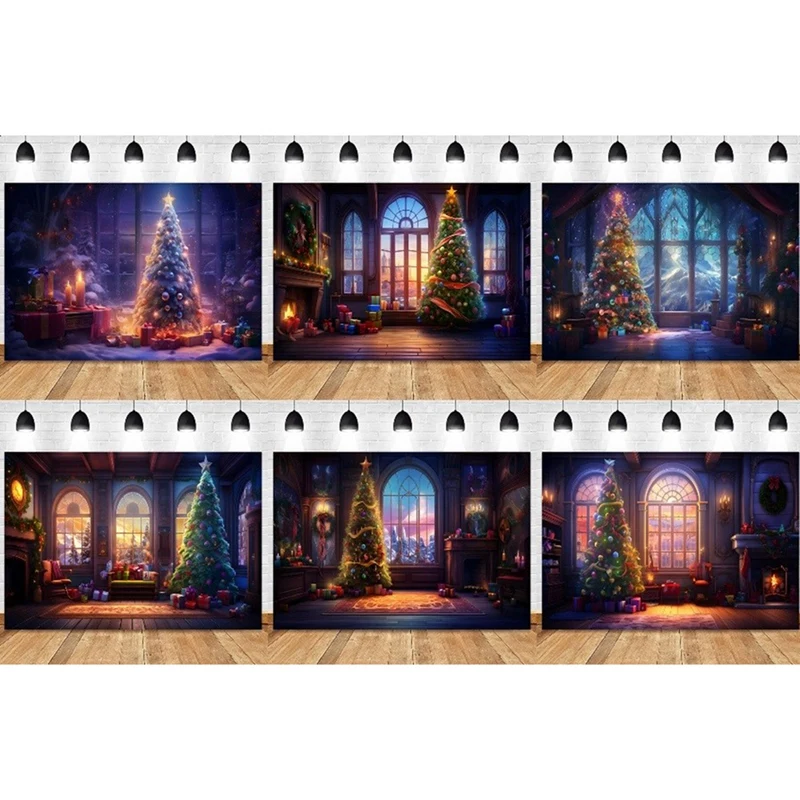 HOT-210X150cm Background Cloth Winter Christmas Tree Children's Multifunctional Photography Background Cloth