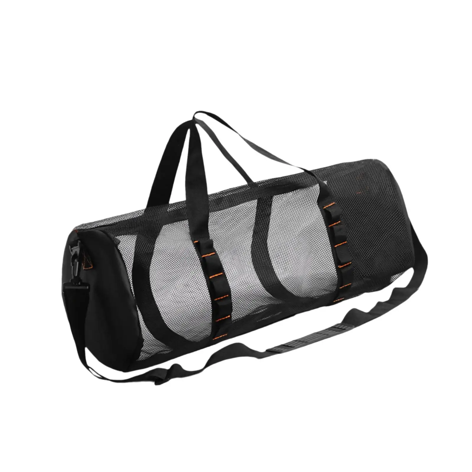 Large Mesh Duffle Bag for Water Sports and Travel Nylon Luggage with Shoulder Strap Zip Closure Sturdy Tote for Fitness and
