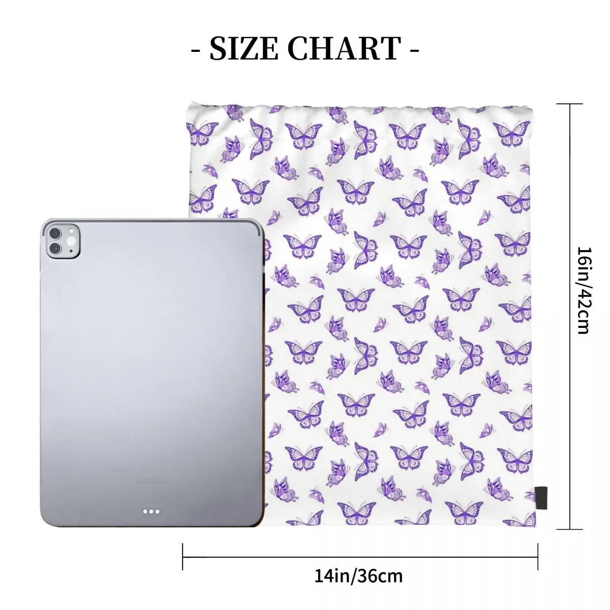 The Purple Butterfly Print Backpacks Casual Drawstring Bags Drawstring Bundle Pocket Sports Bag Book Bags For Man Woman Students