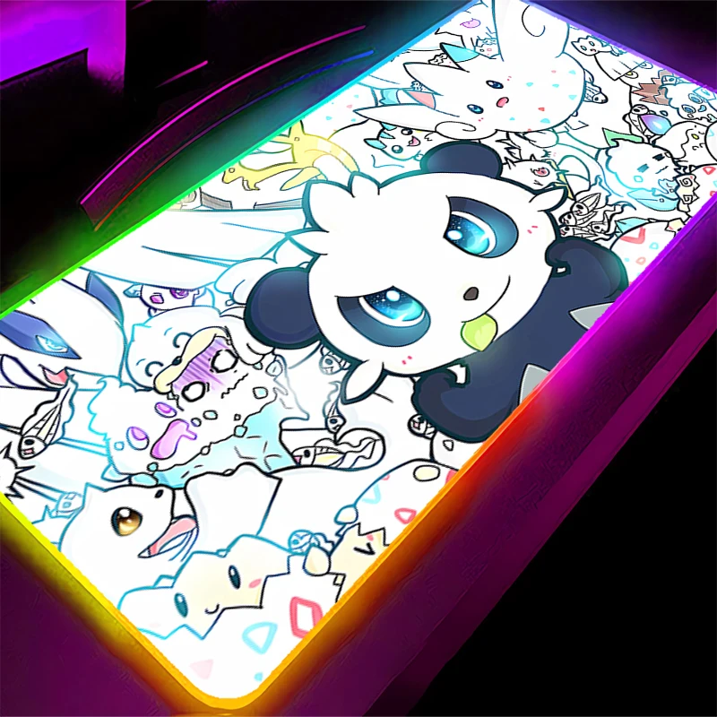 

Kawaii Mouse Pad RGB Gaming Accessories Gabinete Game Pokemon PC Computer Desk Mat Backlight Keyboard Tablet Anime Mousepad LED