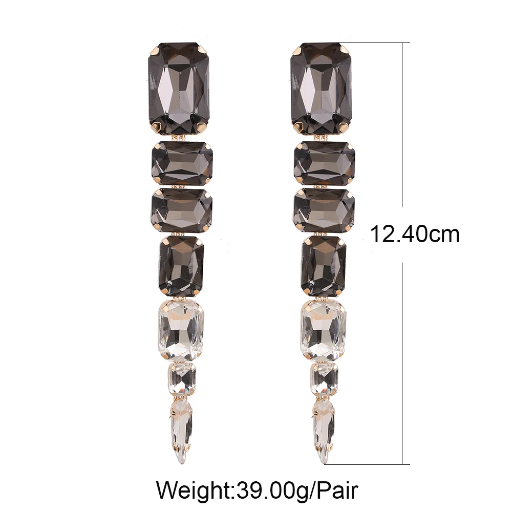 Boho Long Tassel Woman Earrings Big Rhinestone Drop Earrings For Women Crystal Dangle Earrings Fashion Jewelry Accessories Gift