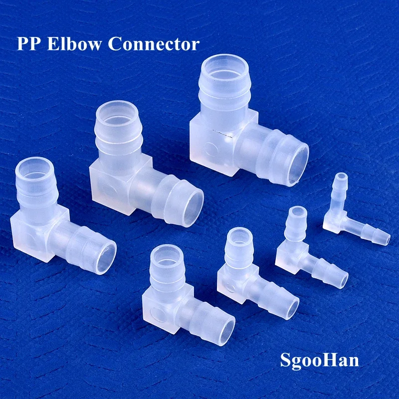 PP Pagoda Elbow Fittings 4–20 mm Diameter | Fast-Connect Garden Irrigation & Aquarium Air System Adapters | DIN Standard | Trans