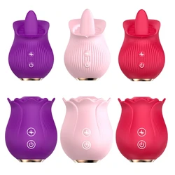 Female Rose Shape Tongue Lickings Vibrators Vaginas Nipple Sucking Clitorises Stimulate Masturbating Adult Toy For Women