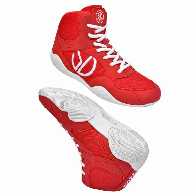 Men Professional Wrestling Boots Breathable Mesh Lightweight Boxing Shoes Non-slip Wear-resisting High Top Fighting  Plus Size