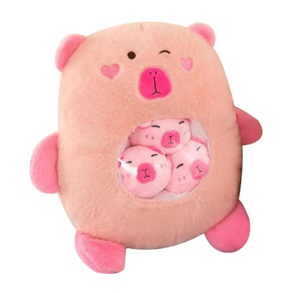 Juguete de peluche de capibara con muñeca pequeña, decoración del hogar, muñeco de capibara de peluche para regalos