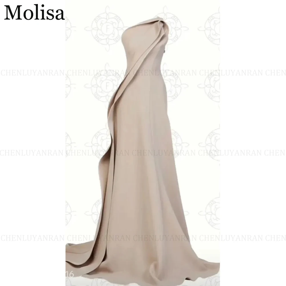 MOLISA Sleeveless Party Evening Gowns 2024 A-Line One Shoulder Pleated Sexy Floor-Length Formal Occasion Dresses فساتين الحفلات