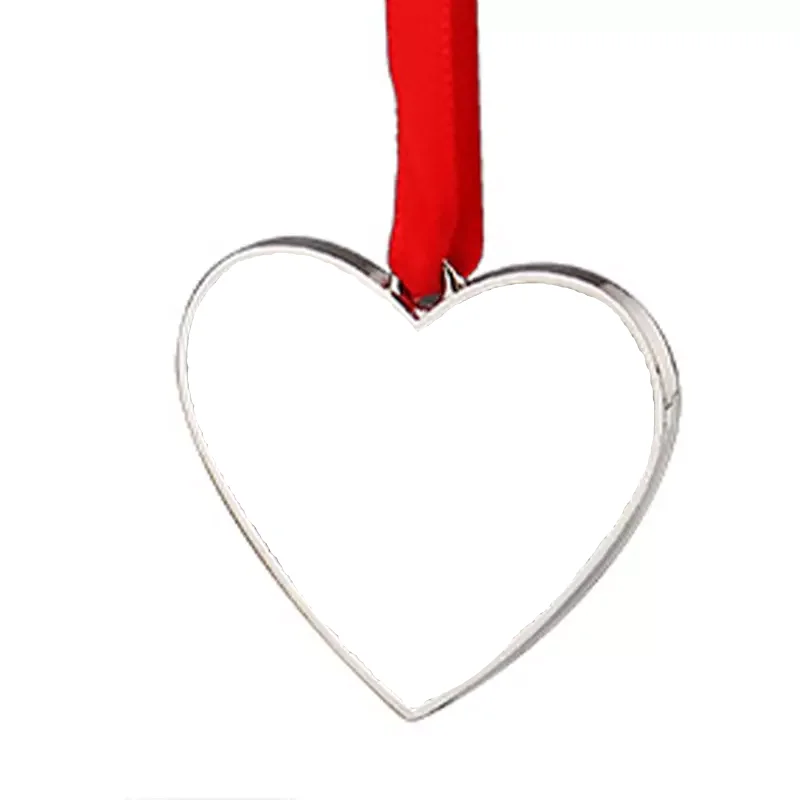 20pcs Sublimation Blank Christmas Tree Decoration Ornament Hanging Metal Pendant with Red Rope New Year Cute Funny Gift Decor