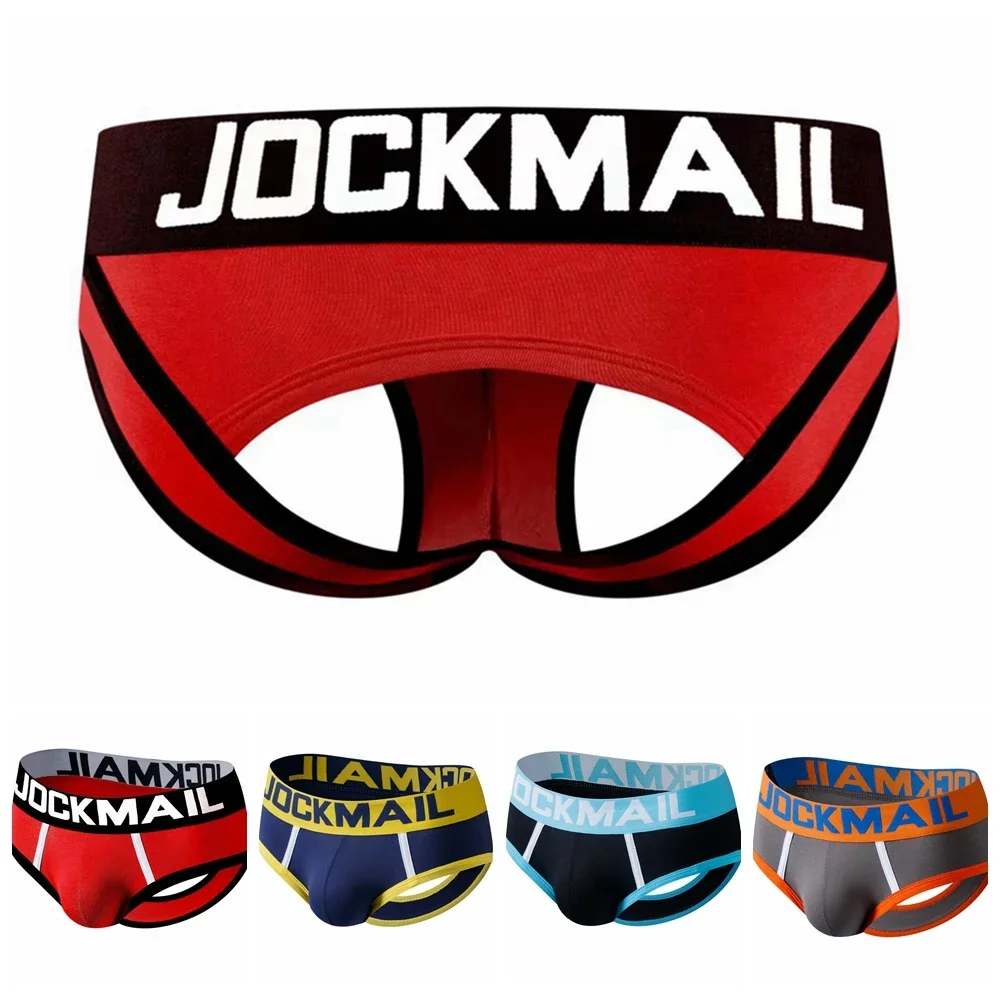 

JOCKMAIL Sexy Men Underwear BOTTOMLESS Briefs Men Thong G-strings Tanga Short Underpants Gay Male Underwear Open Backless Crotch