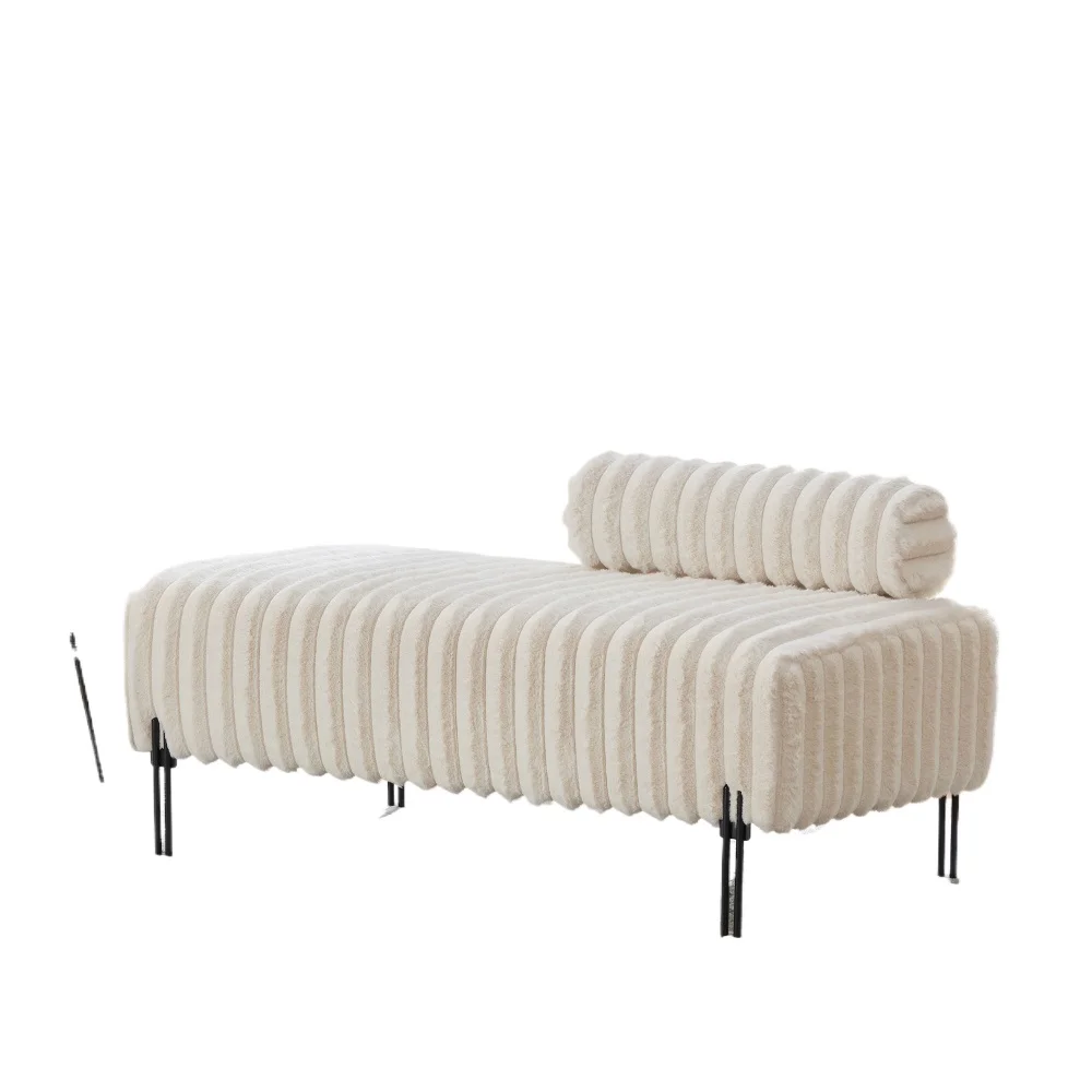 Wide Upholstered Mini Loveseat with Metal Legs,2-Seater Small Sofa End of Bed Bench Window Ottoman Footrest with Adjustable Back