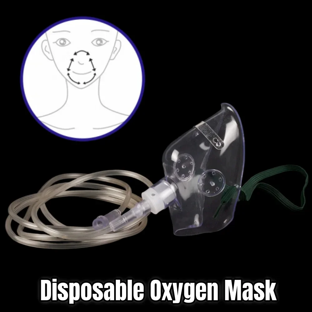 1Set Adult Oxygen Mask Disposal Oxygen Concentrator Adult Atomization Mask for Medical Home Use CPAP Transparent Accessories
