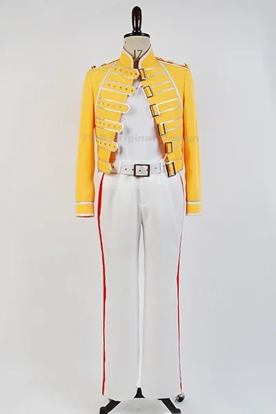 Queen Lead Vocals Freddie Mercury Wembley On Stage Cloth Cosplay Costume Halloween Party Suit,Customized size Accepted