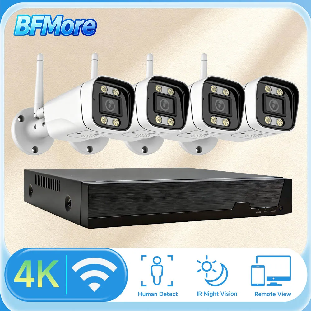 BFMore 10CH NVR Set 4K 8MP Wireless Security Wifi Камера Two Way Audio Full Color&IR Night Version 5MP Surveillance Vedio Kit Ou