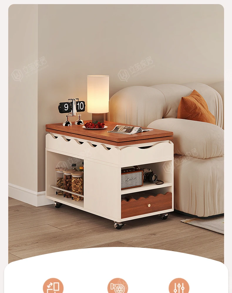 

Кремовый ветровой подъемник, журнальный столик для гостиной, дома, маленькой квартиры, передвижной балкон, складной чайный столик, диван, небольшой боковой шкаф