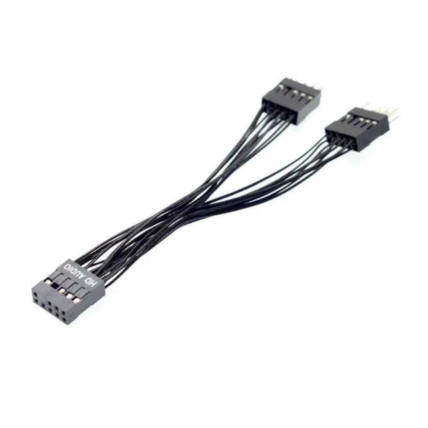 Angitu Front Panel 9Pin HD Audio Male to Female Extension Cable Black White Audio Extension Splitter Cables